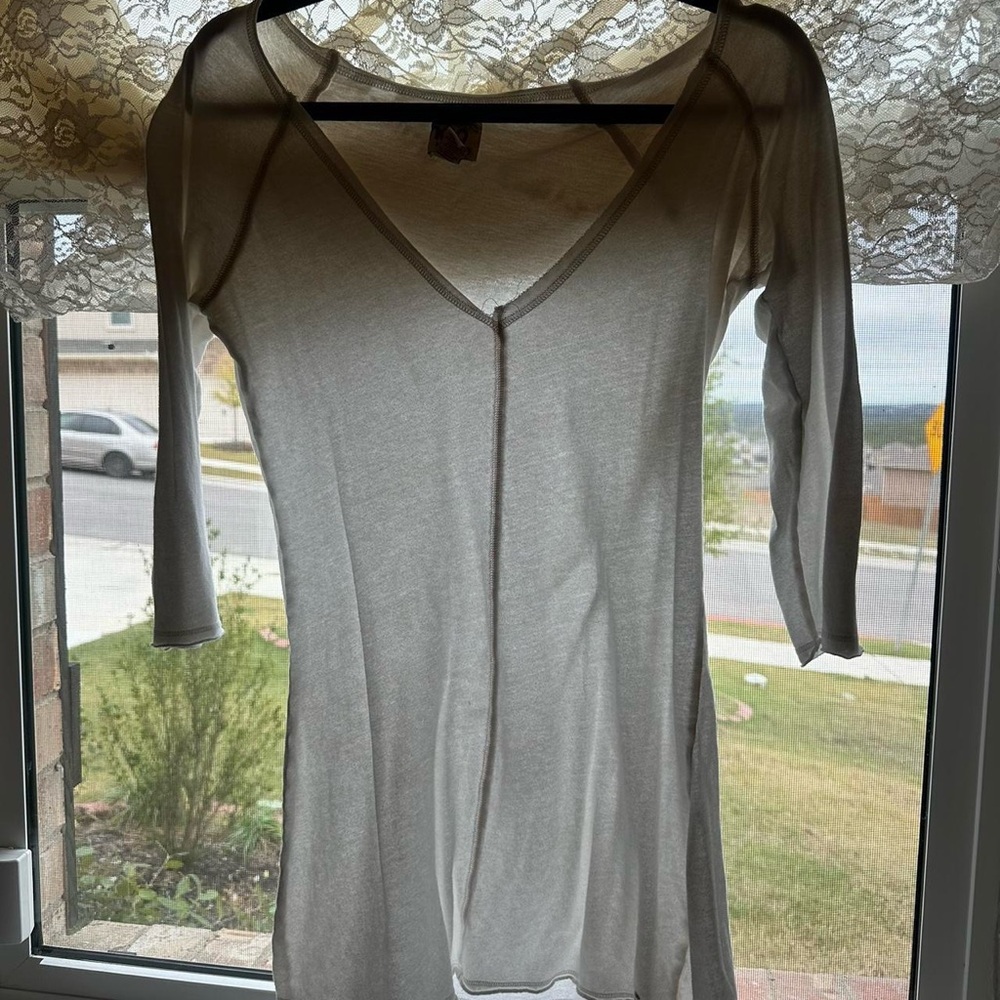 CO Sheer Cream V-Neck Top